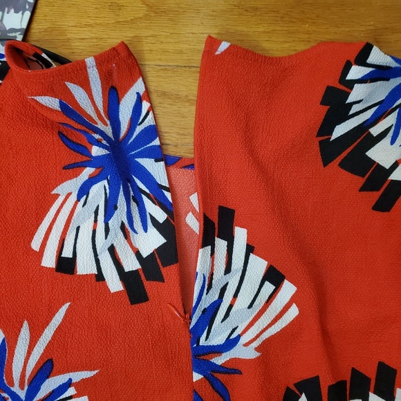 Plus Red Orange Floral Dress Size 14 - Picture 4 of 8